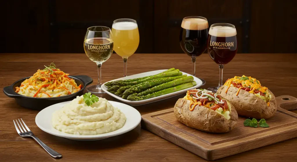 longhorn side menu and side drinks along with new York strip