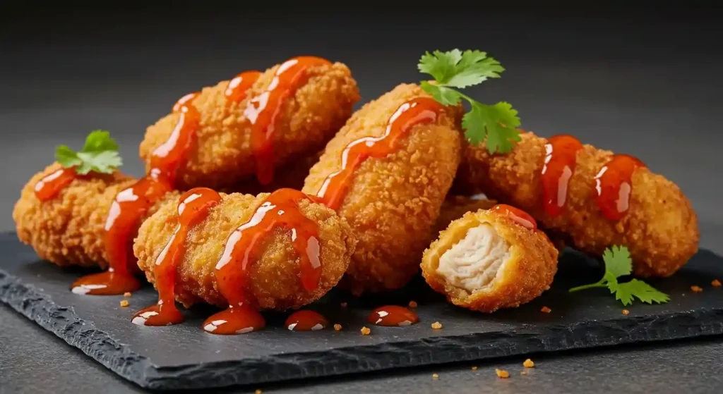 Longhorn Spicy Chicken Bites – crispy, golden-fried chicken tossed in a bold, zesty sauce with a perfect spicy kick, served with a side of creamy dipping sauce.