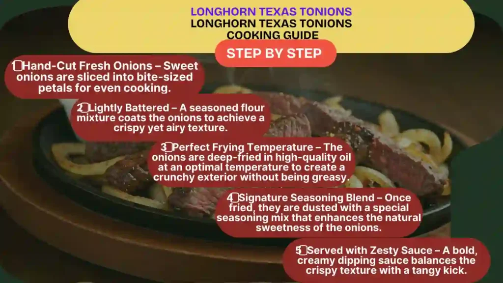 cooking guide step by step for Longhorn Texas Tonions make at home