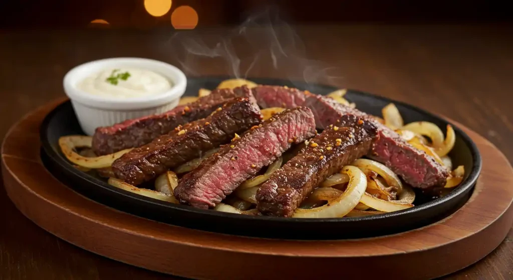Golden-fried Texas Tonion served with zesty dipping sauce.