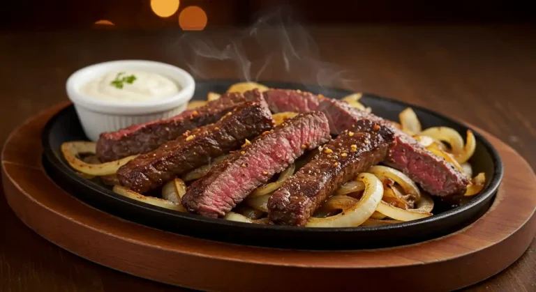 Golden-fried Texas Tonion served with zesty dipping sauce.
