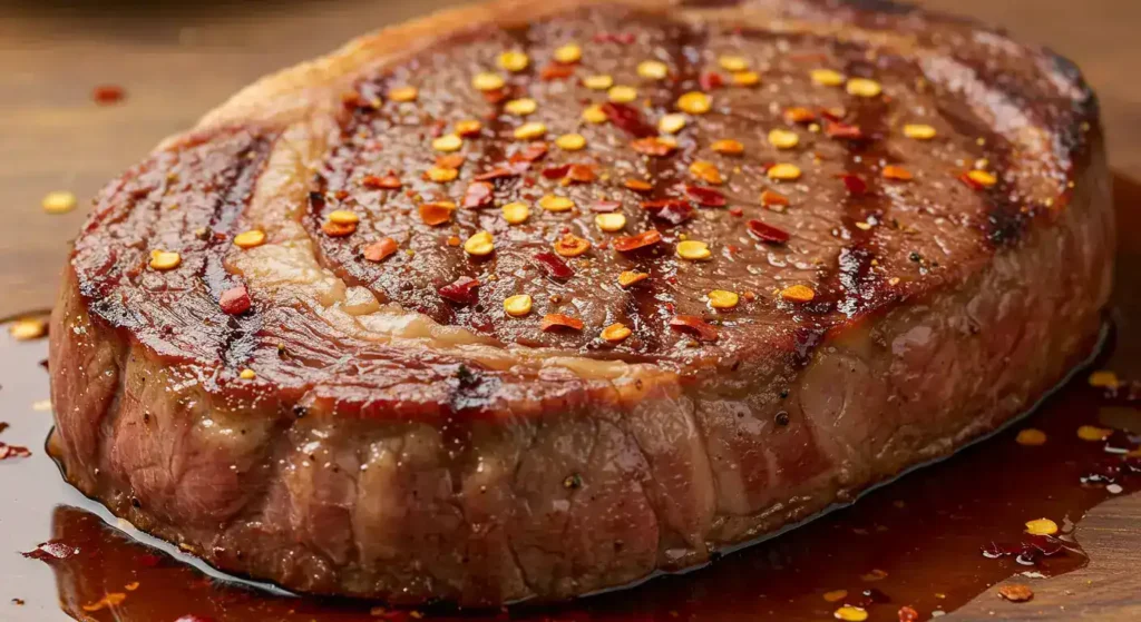A perfectly grilled Longhorn Ribeye steak with rich marbling, a smoky charred crust, and a buttery finish, served on a plate with classic steakhouse sides.
