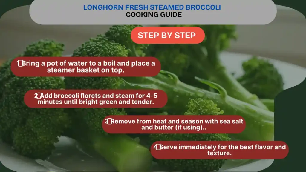 step by step cooking guide of Longhorn Fresh Steamed Broccoli