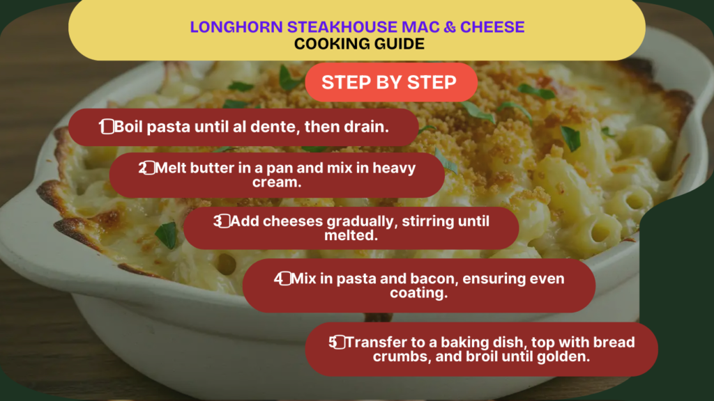 cooking guide of longhorn-Style Mac & Cheese via infographics